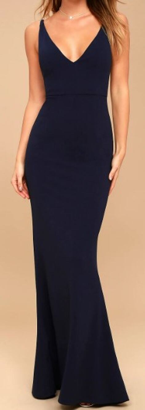 LULU'S SZ L Melora Navy Blue Sleeveless Maxi Mermaid Sleeveless Dress NEW 0B16